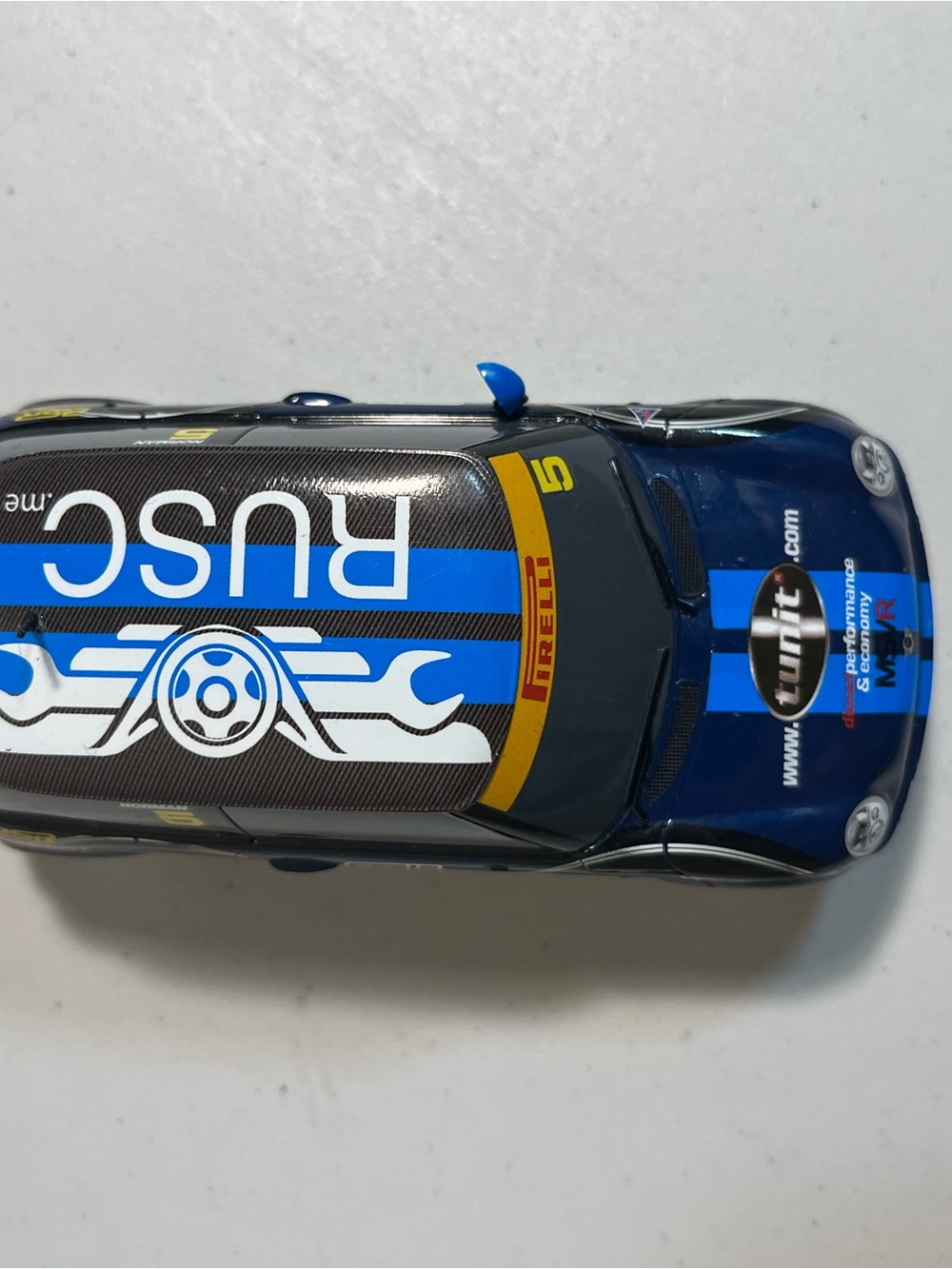 Blue Mini Cooper Racing Car Toy - Picture 3 of 5